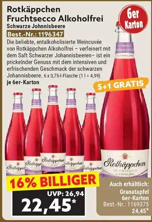 Rotkäppchen Fruchtsecco Alkoholfrei Schwarze Johannisbeere