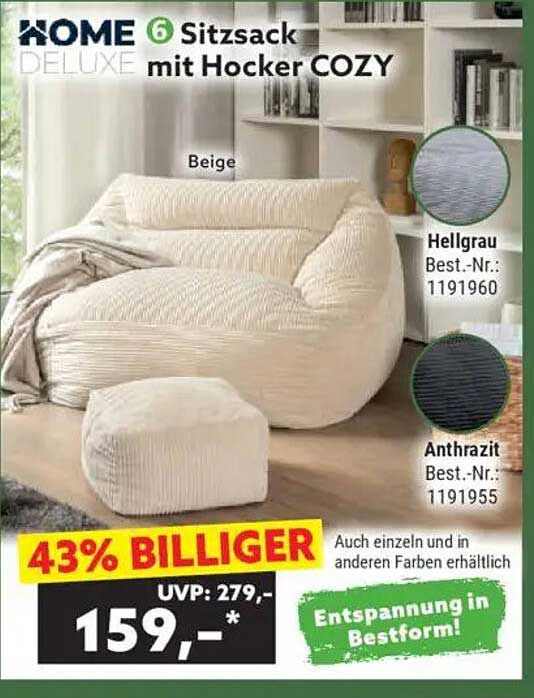 Sitzsack mit Hocker COZY