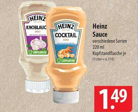 Heinz Knoblauch Sauce  
Heinz Cocktail Sauce