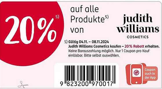 20% auf alle Produkte von judith williams cosmetics