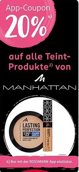 20% auf alle Teint-Produkte von MANHATTAN