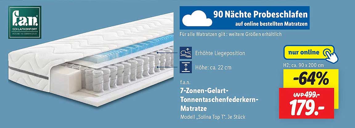 7-Zonen-Gelart-Tonnentaschenfederkern-Matratze