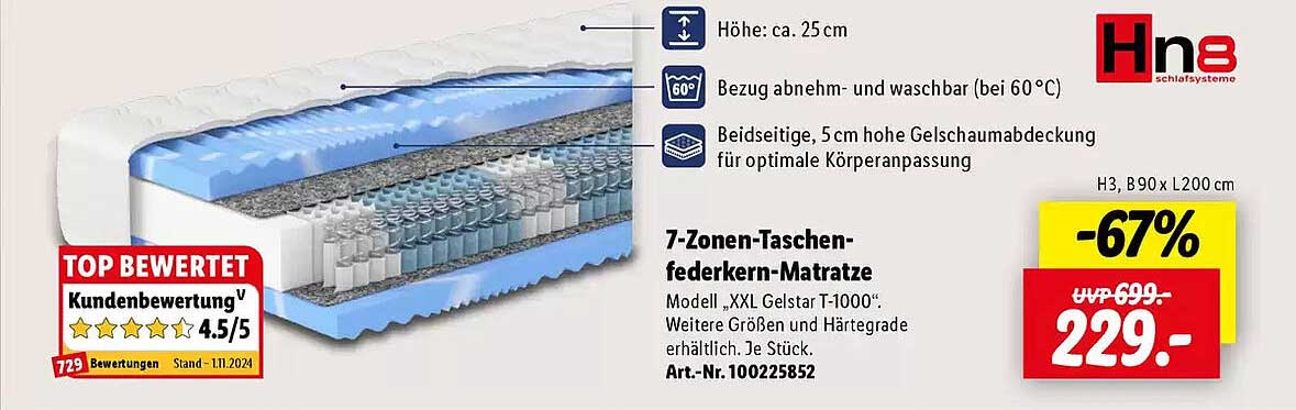 7-Zonen-Taschenfederkern-Matratze