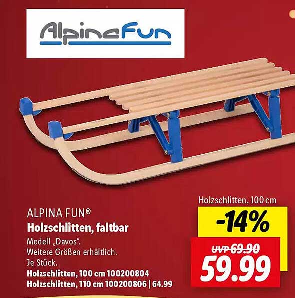 ALPINA FUN® Holzschlitten, faltbar