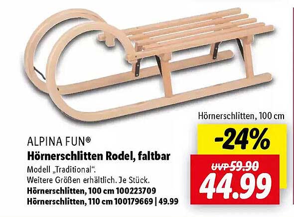 ALPINA FUN® Hörnerschlitten Rodel, faltbar