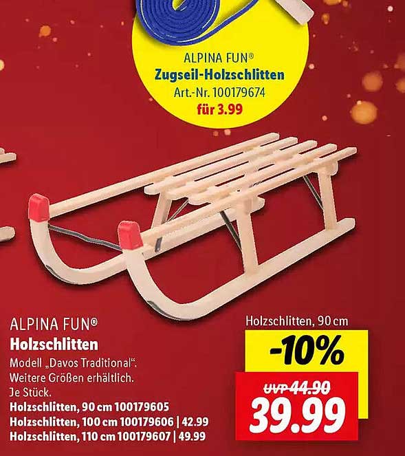 ALPINA FUN® Zugseil-Holzschlitten