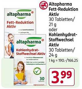 Altapharma Fett-Reduktion Aktiv  
oder  
Altapharma Kohlenhydrat-Stoffwechsel Aktiv