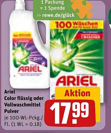 Ariel Color flüssig oder Vollwaschmittel Pulverbearbeitung