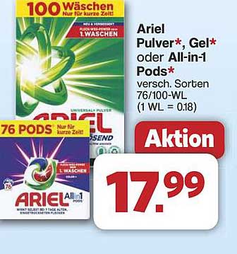 Ariel Pulver*, Gel* oder All-in-1 Pods*