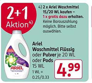 Ariel Waschmittel Flüssig oder Pulver je 20 WL oder Pods