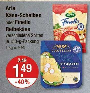 Arla Käse-Scheiben oder Finello Reibekäse