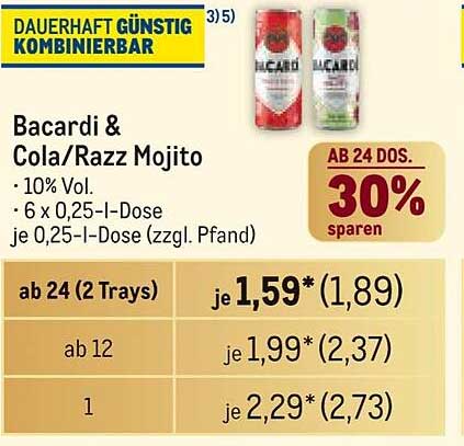 Bacardi & Cola/Razz Mojito