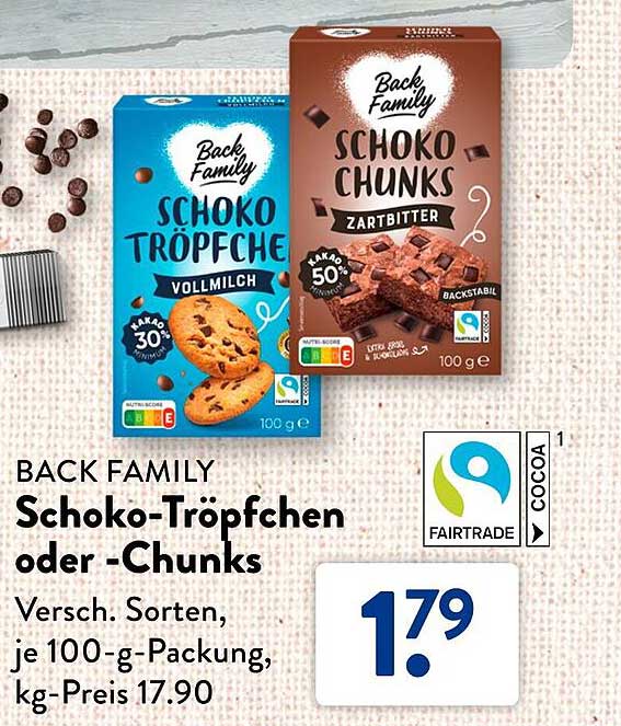 BACK FAMILY Schoko-Tröpfchen oder -Chunks