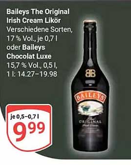 Baileys The Original Irish Cream Likör oder Baileys Chocolat Luxe