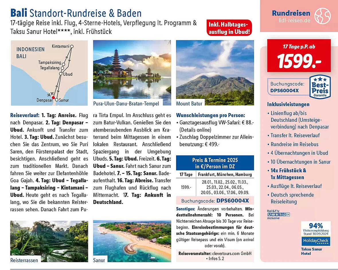 Bali Standort-Rundreise & Baden