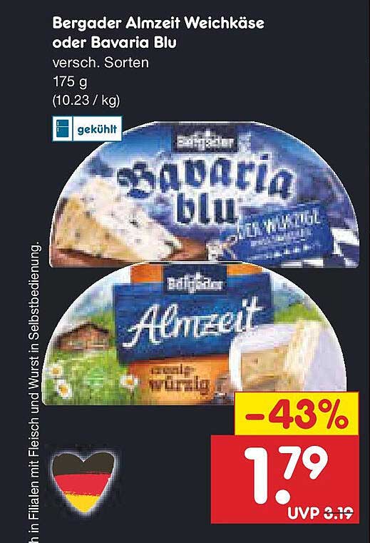 Bergader Almzeit Weichkäse oder Bavaria Blu