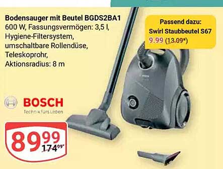 Bodensauger mit Beutel BGDS2BA1