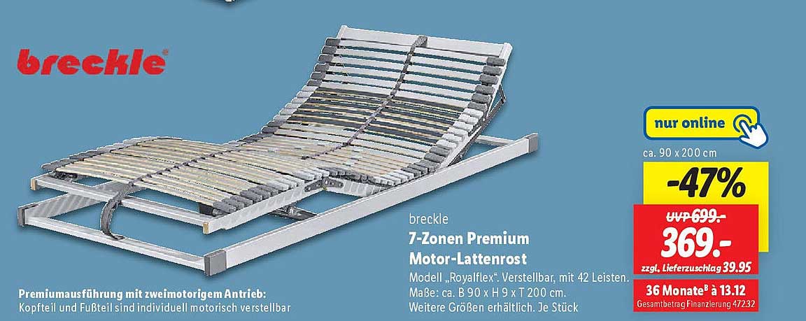 breckle 7-Zonen Premium Motor-Lattenrost