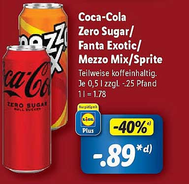 Coca-Cola Zero Sugar/Fanta Exotic/Mezzo Mix/Sprite