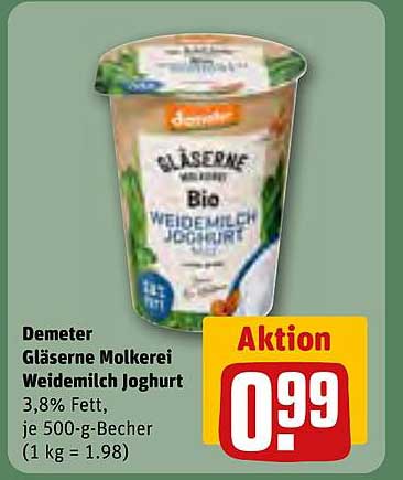 Demeter Gläserne Molkerei Weidemilch Joghurt