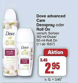 Dove advanced Care Deospray oder Roll On