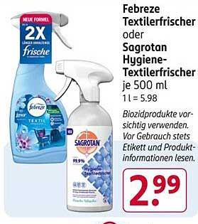 Febreze Textilerfrischer oder Sagrotan Hygiene-Textilerfrischer