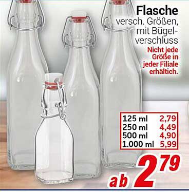 Flasche versch. Größen, mit Bügelverschluss