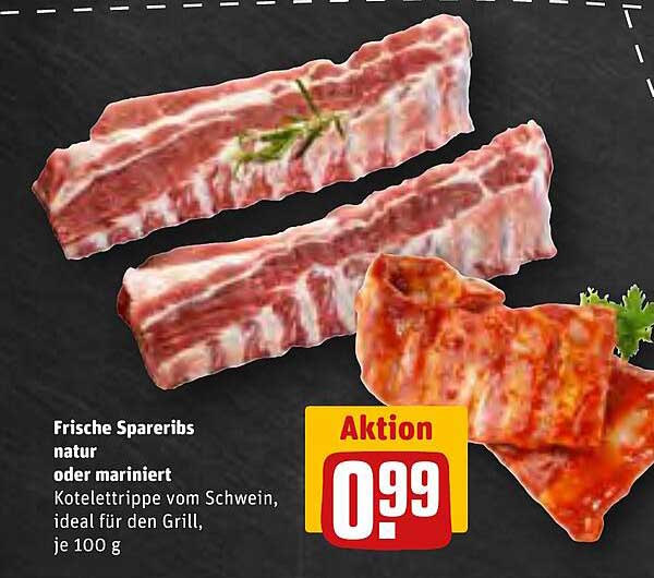 Frische Spareribs natur oder mariniert