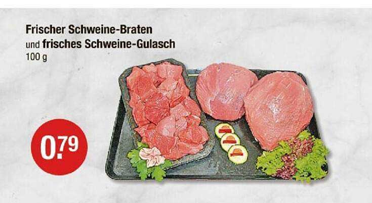 Frischer Schweine-Braten und frisches Schweine-Gulasch