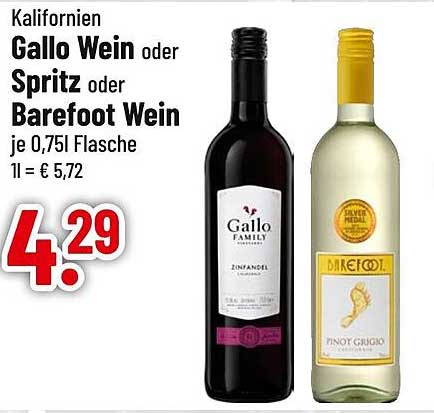 Gallo Wein oder Spritz oder Barefoot Wein