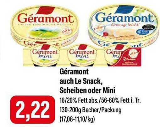 Géramont auch Le Snack, Scheiben oder Mini