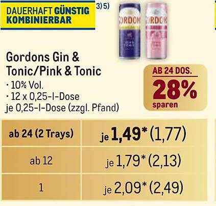 Gordons Gin & Tonic/Pink & Tonic