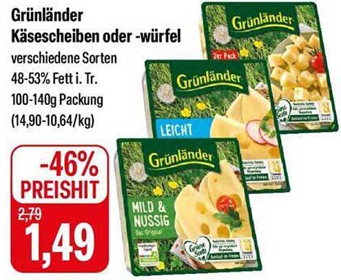 Grünländer Käse scheiben oder -würfel