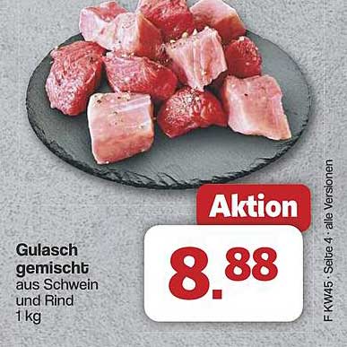 Gulasch gemischt aus Schwein und Rind