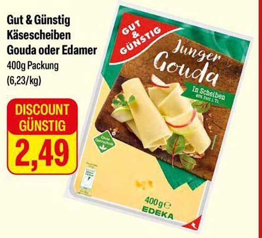 Gut & Günstig Käse scheiben Gouda oder Edamer