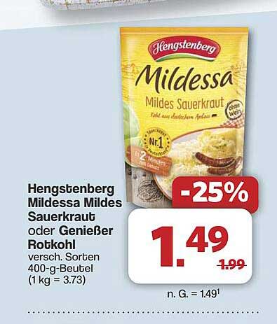 Hengstenberg Mildessa Mildes Sauerkraut