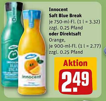 Innocent Saft Blue Break oder Direktsaft Orange