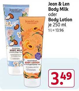 Jean & Len Body Milk oder Body Lotion