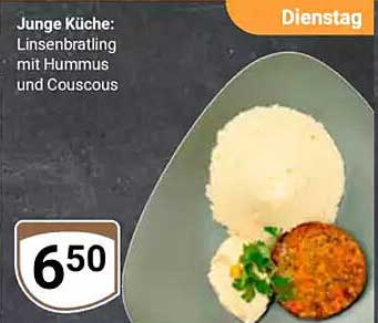 Junge Küche: Linsenbratling mit Hummus und Couscous