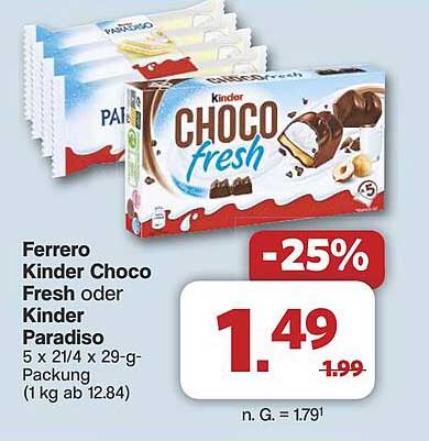 Kinder Choco Fresh oder Kinder Paradiso