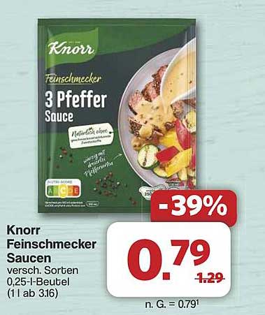 Knorr Feinschmecker 3 Pfeffer Sauce