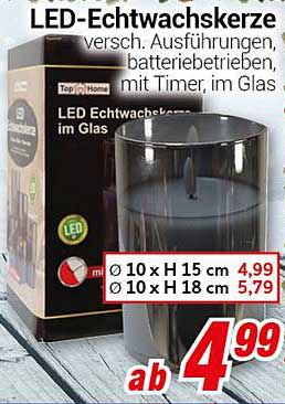 LED-Echtwachskerze im Glas