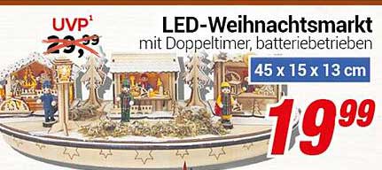 LED-Weihnachtsmarkt mit Doppeltimer, batteriebetrieben