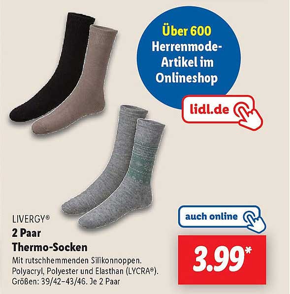 LIVERGY® 2 Paar Thermo-Socken