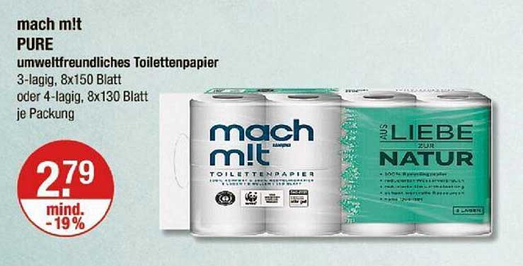 mach m!t PURE umweltfreundliches Toilettenpapier