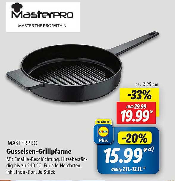 Masterpro Gusseisen-Grillpfanne