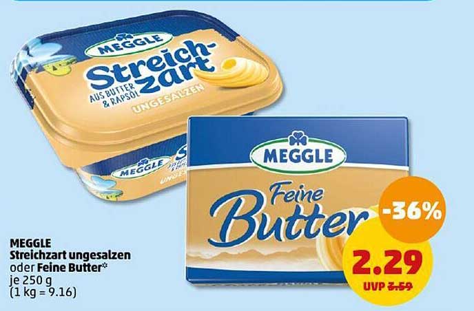 MEGGLE Streichzart ungesalzen oder Feine Butter