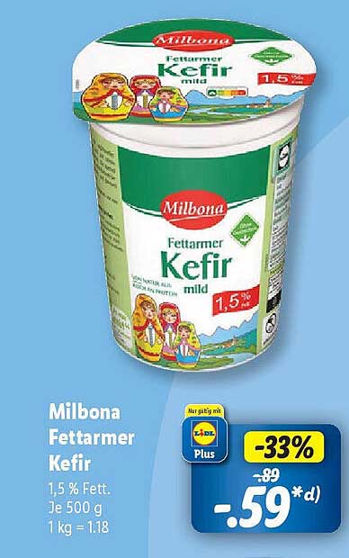 Milbona Fettarmer Kefir