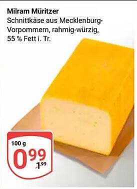 Milram Müritzer Schnittkäse aus Mecklenburg-Vorpommern, rahmig-würzig