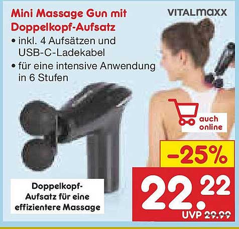 Mini Massage Gun mit Doppelkopf-Aufsatz